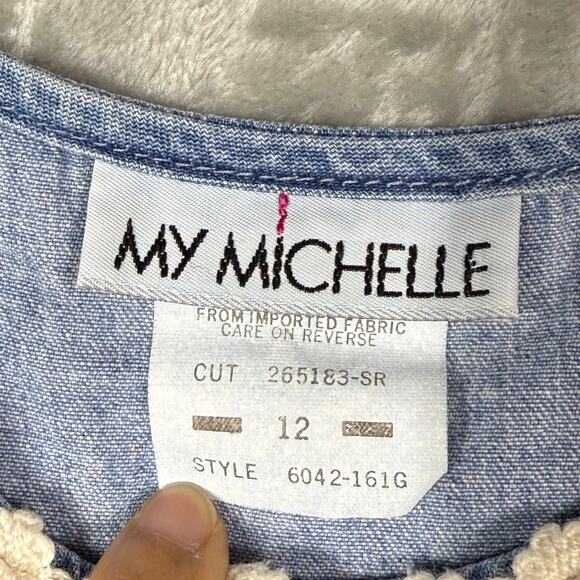 VTG My Michelle Denim Dress‎ Kids Youth Girls 12 Blue - Picture 8 of 14